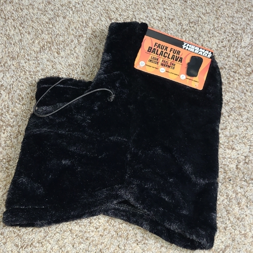 Thermal Threads Faux Fur Balaclava in Black